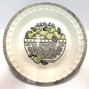 Vintage Royal China Jeannette Apple Pie Recipe Pie Plate – 11” – Made in USA